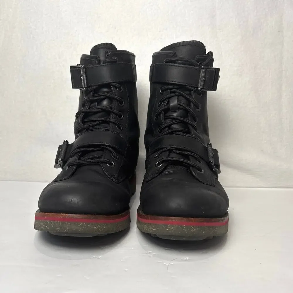 Polo Ralph Lauren Maurice Boots Mens Size 9D Black Leather Buckle